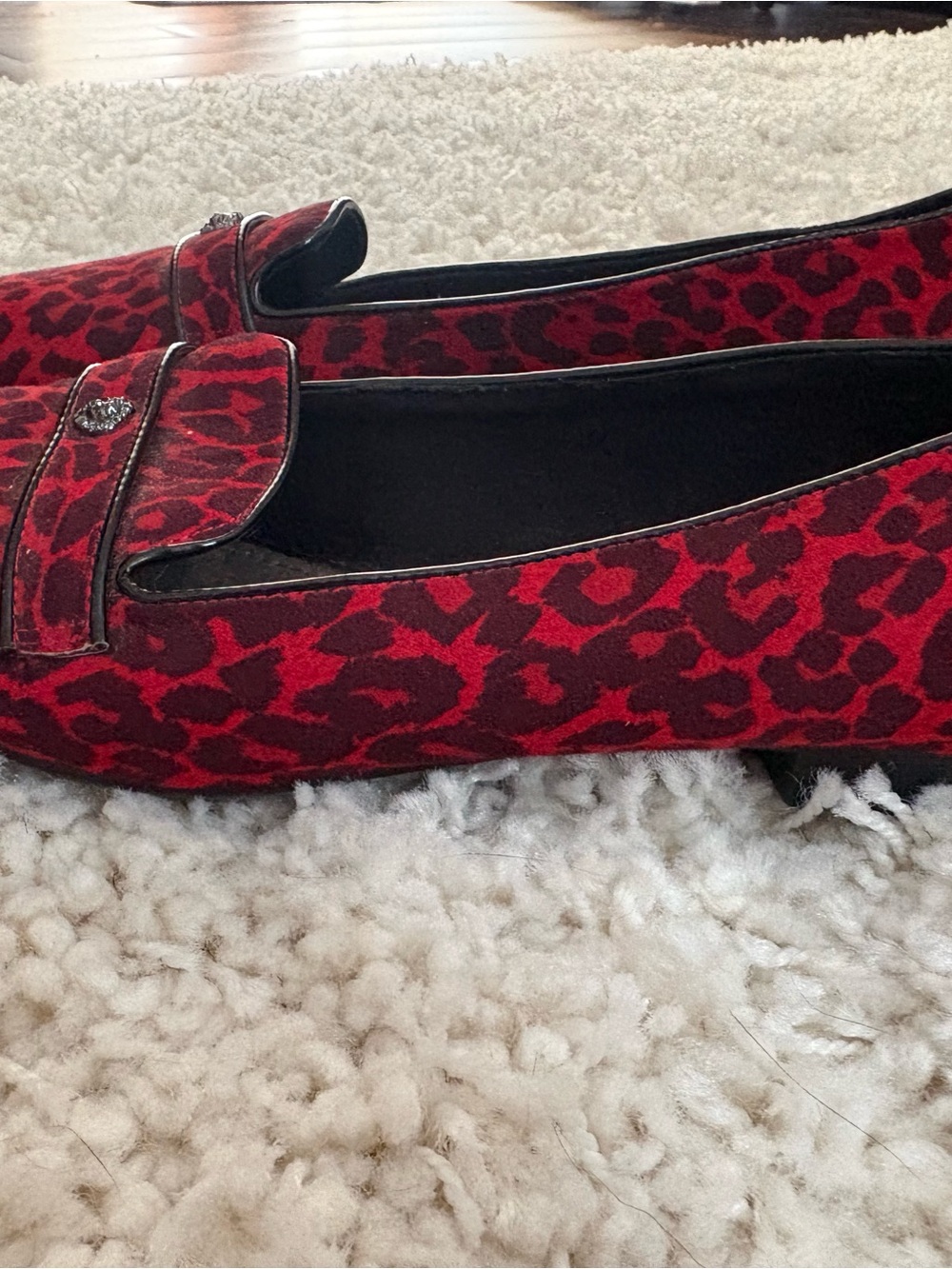 Anne Klein Red Leopard Print Slip-On Loafers - Picture 4 of 6
